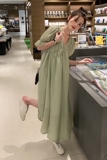 新款主推【已出货】3色V领绑带连衣裙MMJ2355P105控价158，女装连衣裙，浙宝233