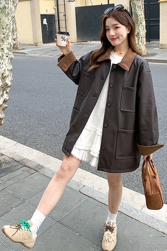 【现货】秋款miu系复古水洗皮衣外套MMJ8005-P160-K228,女装皮衣,浙宝233