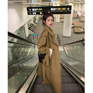 高级感超好看黑色英伦风衣外套女春秋2025新款欧货爆款中长款大衣图片