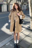 韩系chic咖色单排扣休闲风衣女春秋独特漂亮巨好看宽松小个子外套，女装风衣，浙宝233