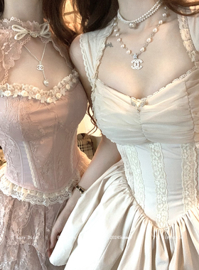 Lazy Didi月岛弥生 杏粉色公主鱼骨蓬蓬裙高定生日礼裙仙女连衣裙