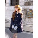 Lazy 羊毛大衣风琴褶斗篷毛呢外套矜贵千金复古廓形 Didi京都雪巷