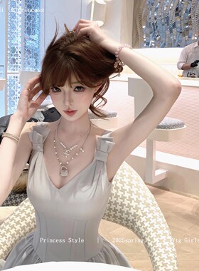 Lazy Didi伯爵可丽 优雅经典版鱼骨长裙气质千金感礼服吊带连衣裙