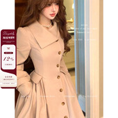 摩登外套收腰大裙摆风衣中长款 Lazy Didi伦敦周末 老钱风掐腰大衣