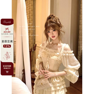衬衫 剪花盘绣重工古董上衣流光纱公主风泡泡袖 Didi爱乐之城 Lazy