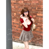 花边翻领拼接收腰乖巧上衣 学院风假两件短袖 Lazy Didi返校艺术生