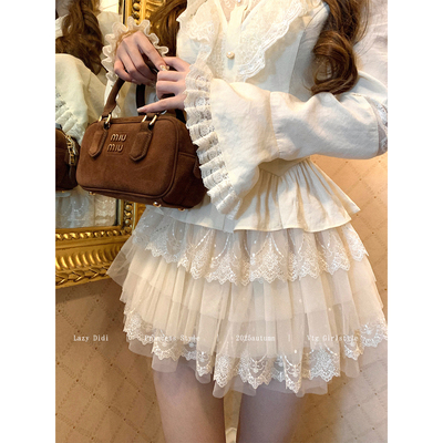 Lazy Didi纱织星辰 维多利亚多层梦幻蛋糕裙宫廷蕾丝网纱公主半裙