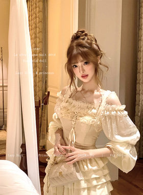 Lazy Didi爱乐之城 剪花盘绣重工古董上衣流光纱公主风泡泡袖衬衫