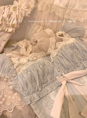 Lazy Didi花与爱丽丝 全棉碎花泡泡袖上衣春季特调肌理刺绣连衣裙