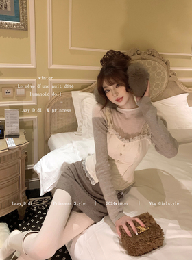 Lazy Didi少女安妮 三色毛呢短裙 含短裤显瘦百搭a字包臀半身裙