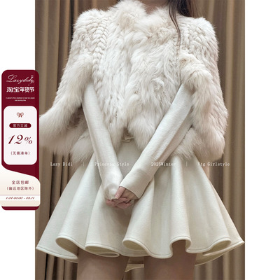 Lazy Didi少女轮廓 百搭神器高克重毛呢伞裙a字高腰大裙摆百褶裙