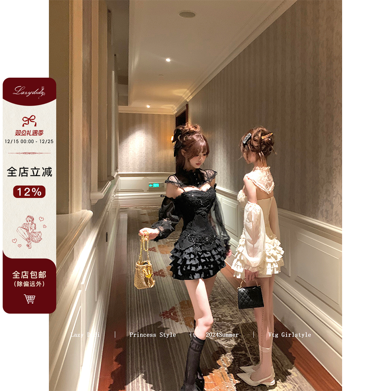 LazyDidi天鹅堡 超百搭!!多层蛋糕双色裙裤甜美显瘦花边蓬蓬半裙