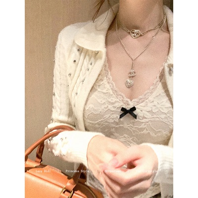 Lazy Didi雪松奶贝 内搭精灵蕾丝吊带打底背心性感显瘦花边上衣