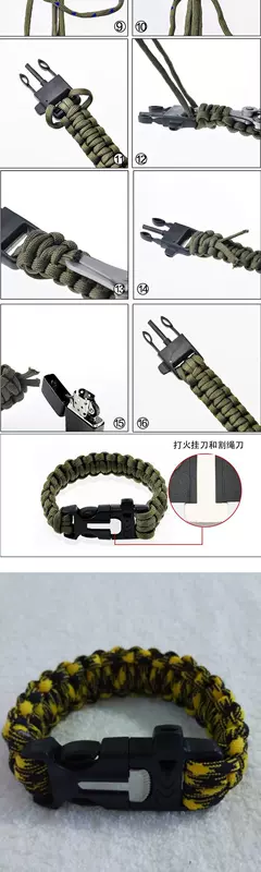 Nhân viên cứu hộ Còi Vòng đeo tay Sinh tồn La bàn Flintstone Field Survival Hand Strap Thiết bị cứu sinh ngoài trời Khóa sinh tồn - Bảo vệ / thiết bị tồn tại