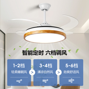 原木饭厅风扇吊灯实木客厅卧室书房灯新中式 一体中古灯具 2025新款