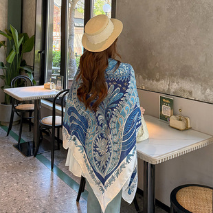 民族风夏季 复古130大方巾空调房披肩保暖小毯子 棉麻披肩薄款 时尚