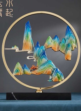 千里江山铜摆件创意工艺品办公室家居客厅装饰品乔迁新居礼品礼物