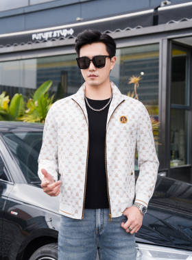 2026春季新款欧货潮牌刺绣印花立领夹克外套男时尚百搭休闲上衣潮