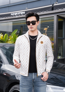 欧货潮牌刺绣印花立领夹克外套男时尚 百搭休闲上衣潮 新款 2026春季