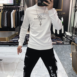 男士打底衫2023秋冬新款欧货潮牌修身弹力加绒卫衣半高领长袖t恤