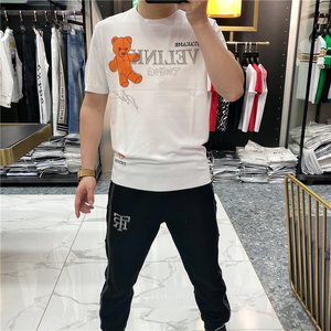 伊力特冰丝男潮牌2022烫钻短袖