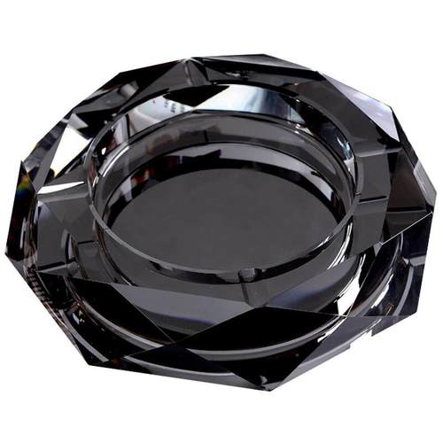 兰诗(LAUTEE)烟灰缸15CM黑色水晶玻璃缸办公室酒店宾馆烟灰缸FW23