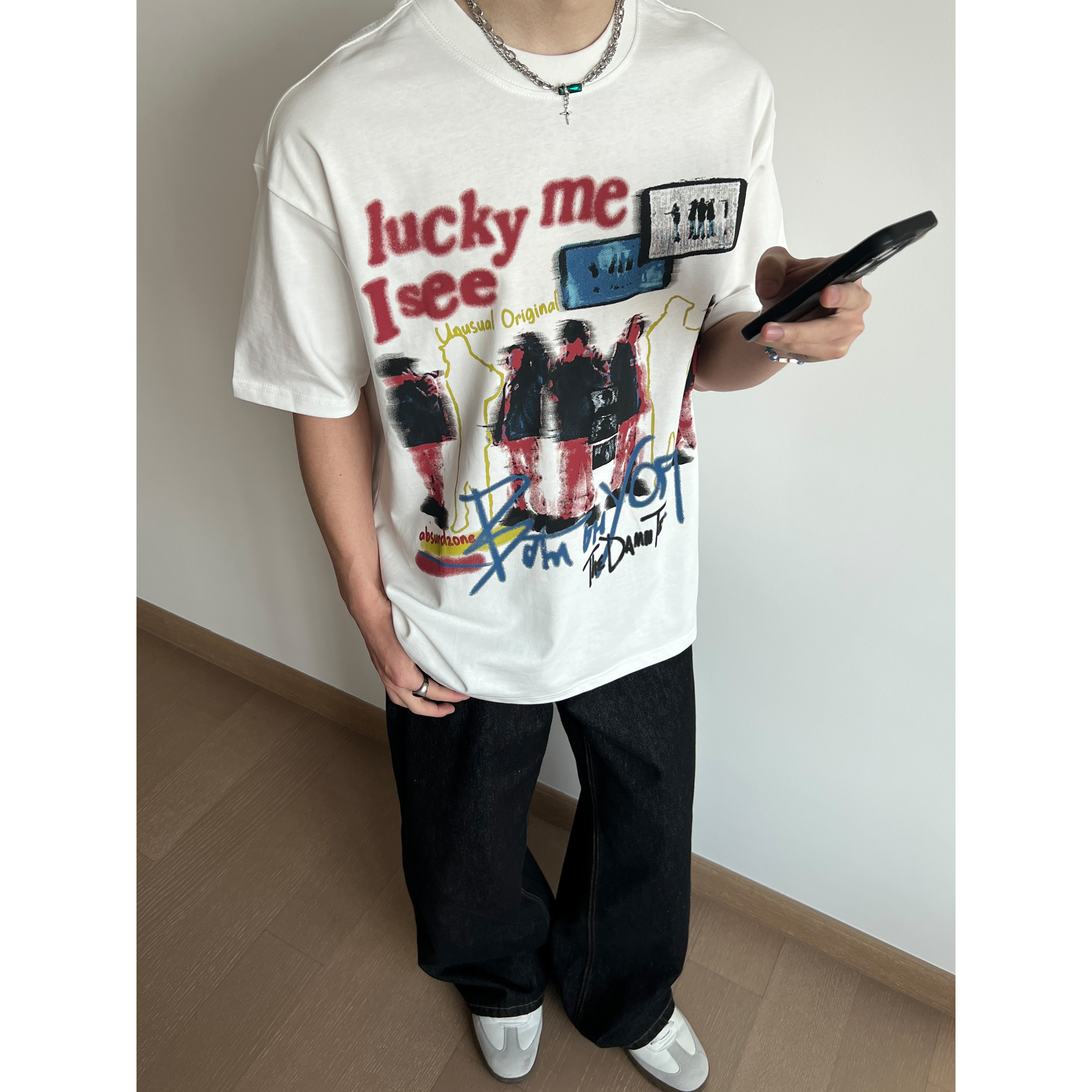 UNLG美式复古做重磅纯棉短袖t恤