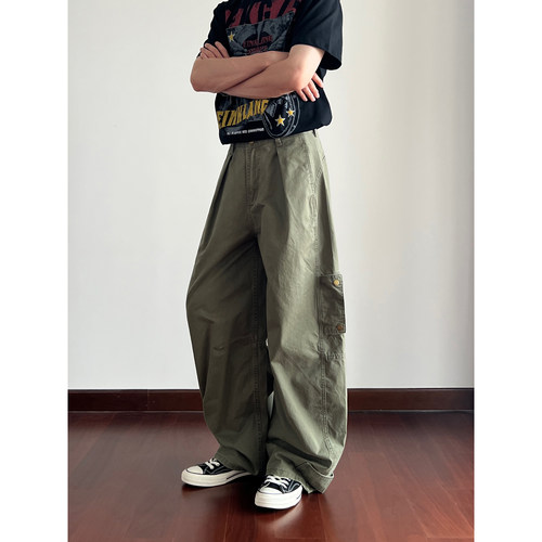 UNLG美式伞兵工装宽松阔腿裤男