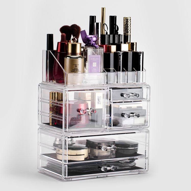 透明亚克力化妆品收纳盒桌面化妆盒梳妆台口红架首饰盒抽屉式,收纳整理,化妆刷收纳盒/桶,淘宝优惠券,粉丝福利购,淘宝优惠卷