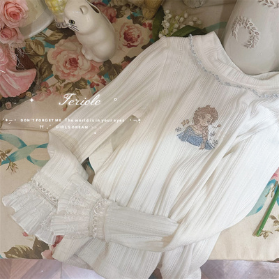 【轻奢打底】FLL·26春~刺绣爱莎花边袖口T恤54164