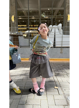 Aoo·26春~带纱屁帘八分裤26x61065