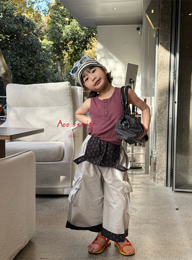 Aoo·26春~拼色花布背带裤26x61106