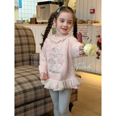 FLL·26春~小女孩花边毛衣54160