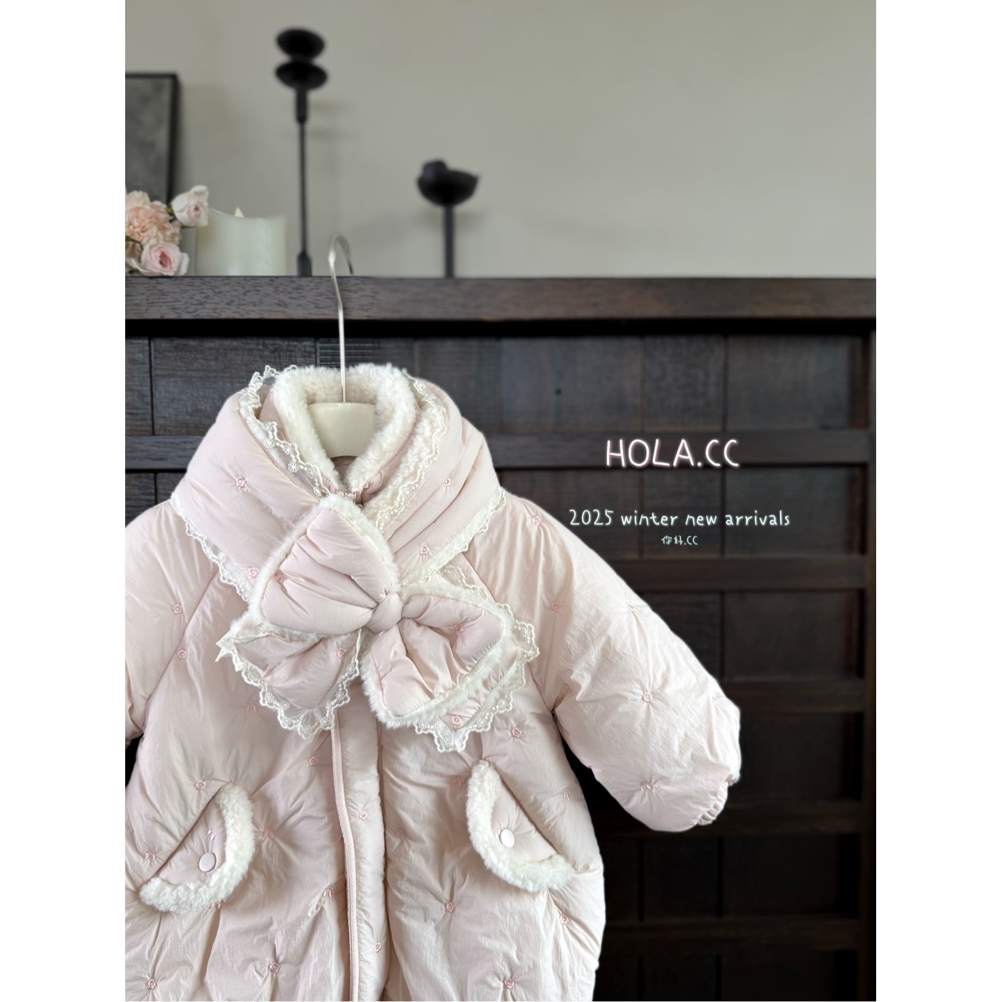 HOLA.CC·25冬~花边围巾绗棉外套6641