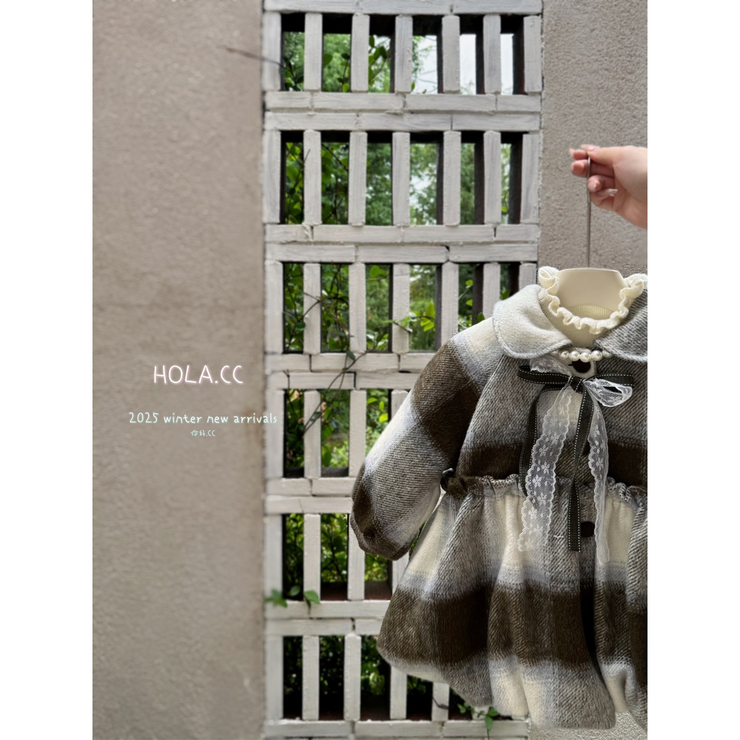 HOLA.CC·25冬~格子花苞呢大衣外套6636