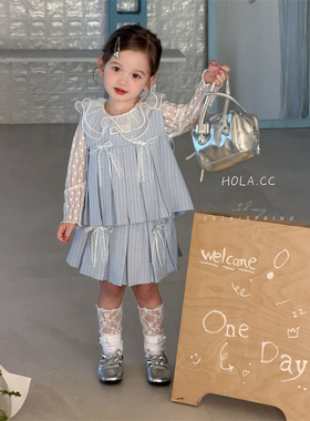 HOLA.CC·26春~蝴蝶结条纹百褶裙两件套3159