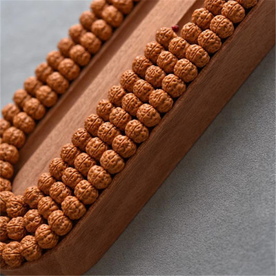 小金刚菩提子108颗一代梅花桩双龙纹树王爆肉姜黄皮原籽男士手串