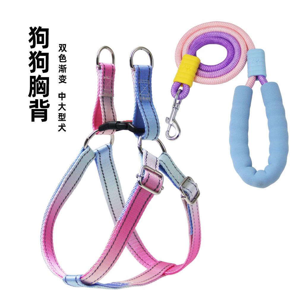 狗狗胸背带中大型犬牵引绳柯基金毛背心式遛狗绳防挣脱狗绳可调节