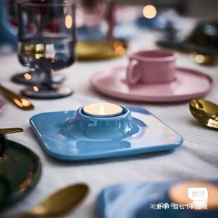 全新宜家 云芬特限量联名烛台托盘 湖蓝色香港代购有现货