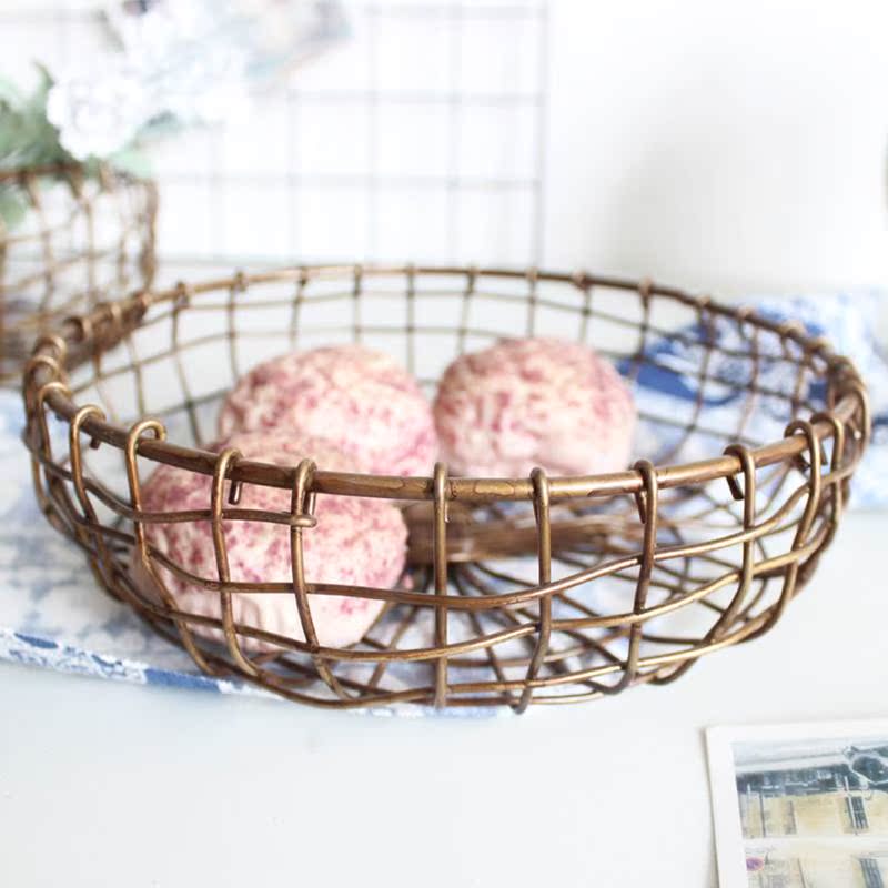 复古简约铁艺客厅水果篮创意古铜色收纳篮果盆零食盘水果盘零食盘在类目 餐饮具, 餐具, 果盆/果盘/果篮中 - 来自Buy2taobao.com提供专业的淘宝代购服务