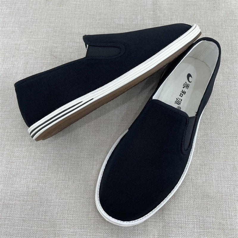 泰和源老北京手工千层底春秋透气一脚蹬时尚休闲经典棉布黑男布鞋,流行男鞋,布鞋,淘宝优惠券,粉丝福利购,淘宝优惠卷