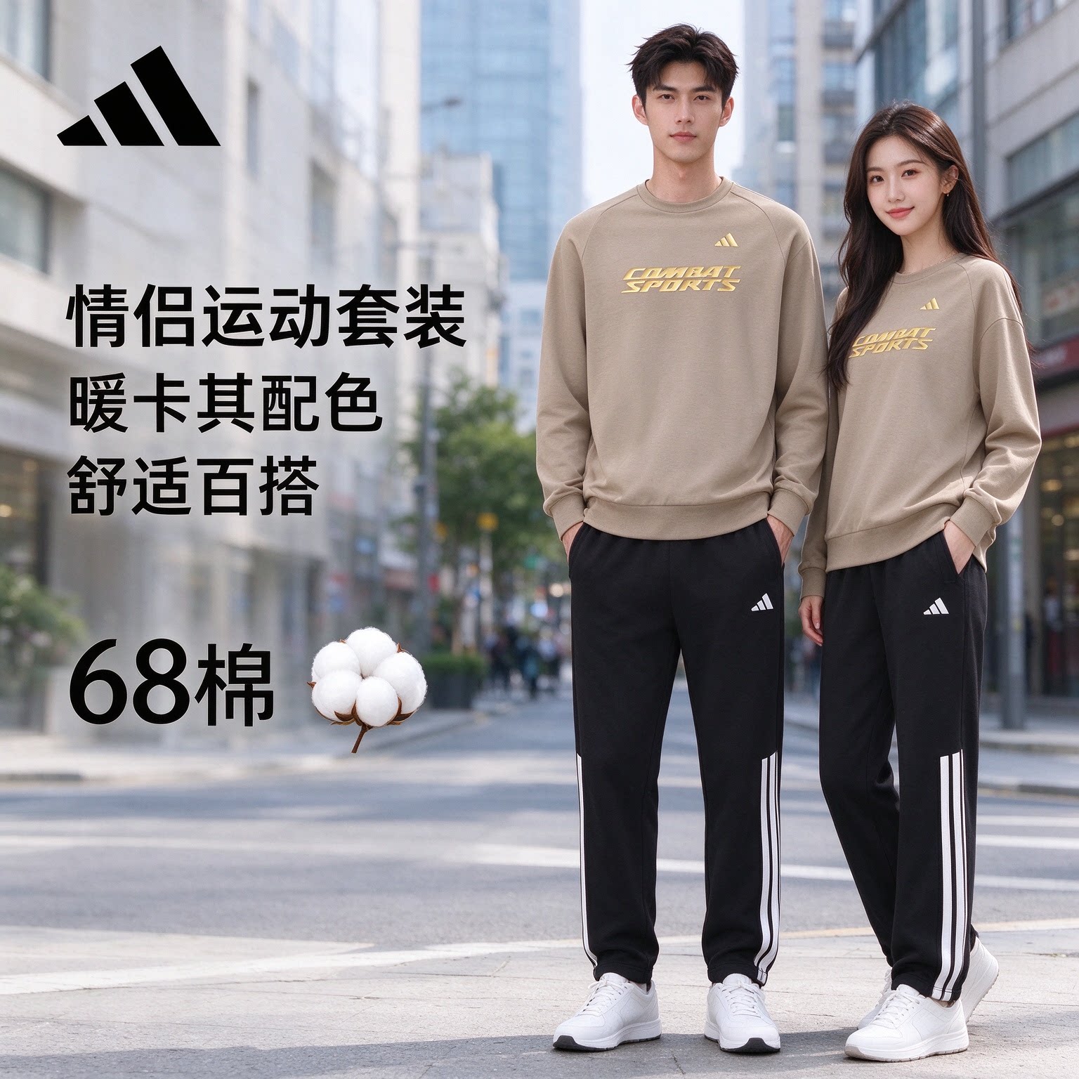 阿迪达斯秋冬男女保暖运动套装