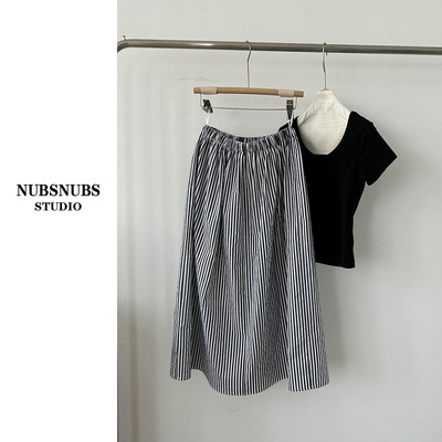 3.28大林自制  100棉 松紧腰 条纹半身A字裙