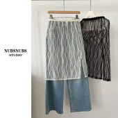 3.8大林自制 韩国设计网纱透视长裙蕾丝半身裙 屁帘