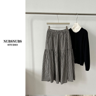 松紧腰格子长裙 春秋夏季 3.4大林自制 100棉裙子