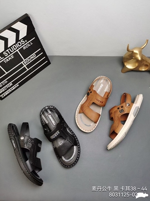 麦丹公牛男凉鞋新款夏季防滑头层牛皮外穿两用休闲沙滩凉拖鞋男鞋