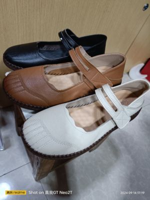 玉珊瑚正品头层牛皮女防滑软底妈妈鞋单鞋女2025秋季新款方口皮鞋