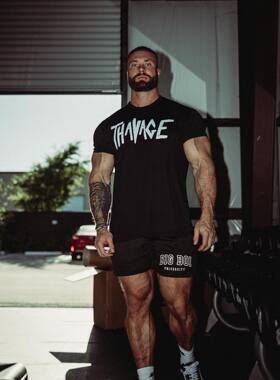 克里斯THAVAGE健身弹性修身短袖运动美式透气显身材短袖T恤上衣