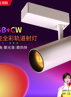 智能轨道灯七彩色RGBCW全彩遥控剧本杀舞蹈室酒吧氛围灯舞台射灯