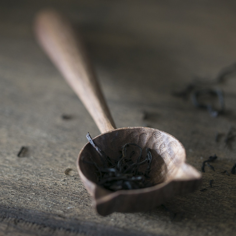 黑胡桃木手工制作小猫无漆茶勺图片
